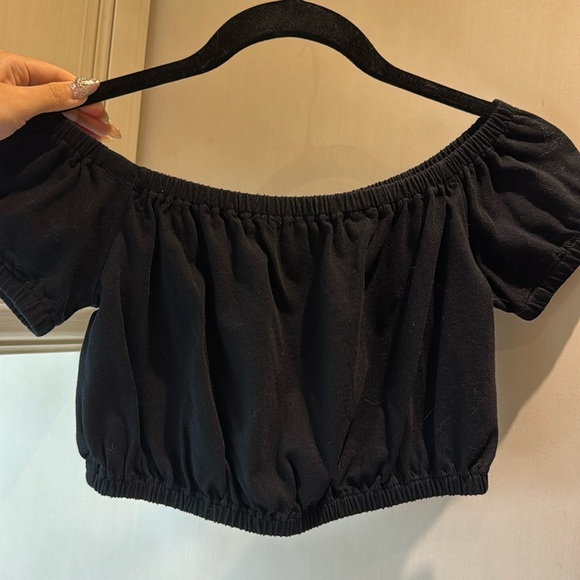 Aritzia Wilfred Black Off Shoulder Cropped Tank XXS - Picture 1 of 3